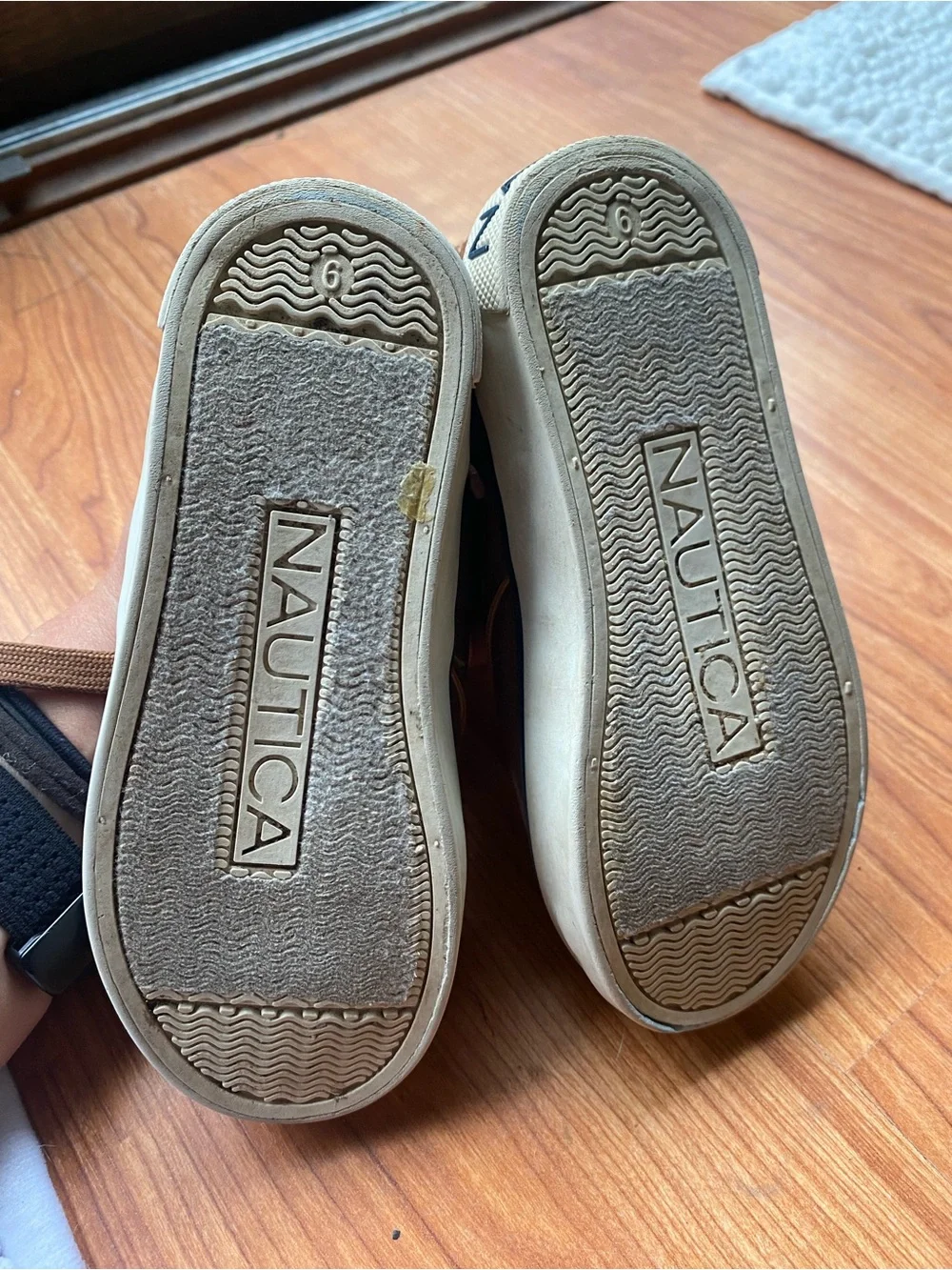 Nautica Boys Brown High-Top Sneakers with Blue Trim